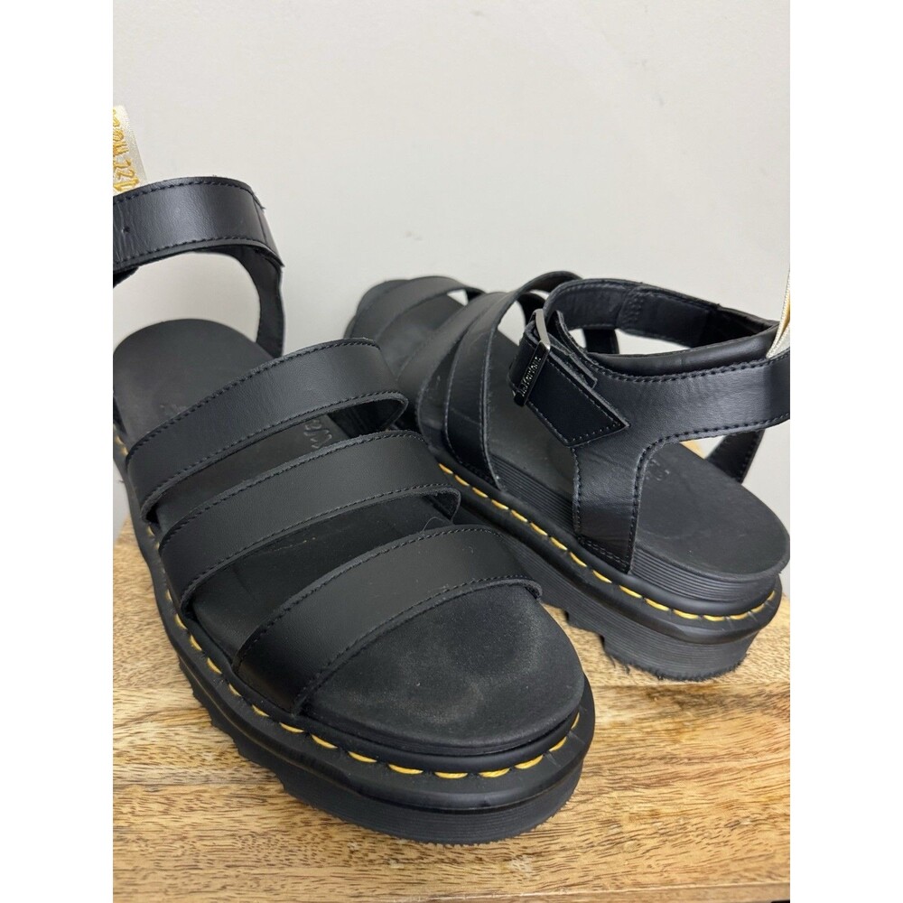 Women's Doc Martens Blaire Sandals Size 10 Black Chunky Gladiator Ankle Strap